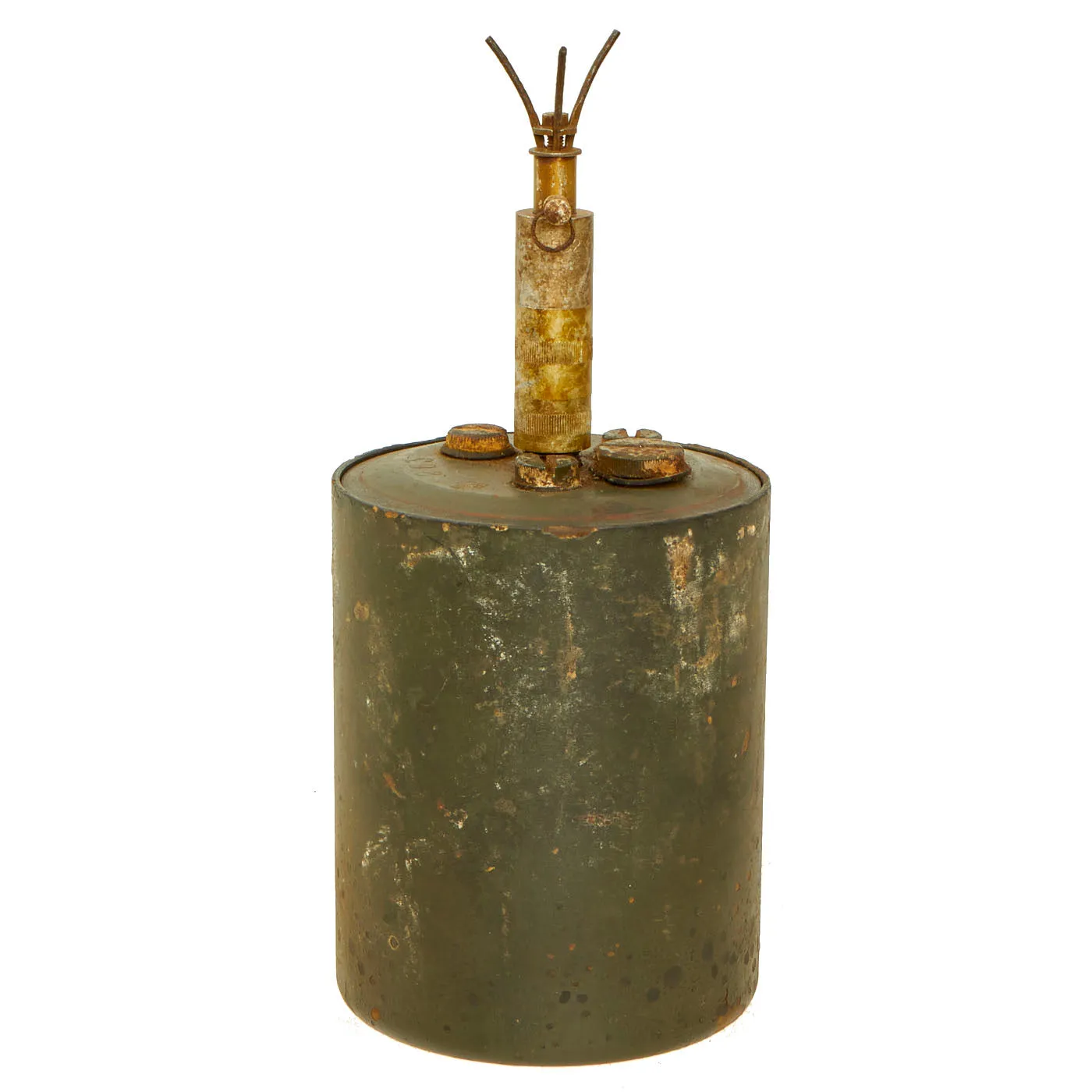 Original WWII German 1939 dated Bouncing Betty S-Mine with Shrapnel Grass Blade Fuse by Richard Rinker