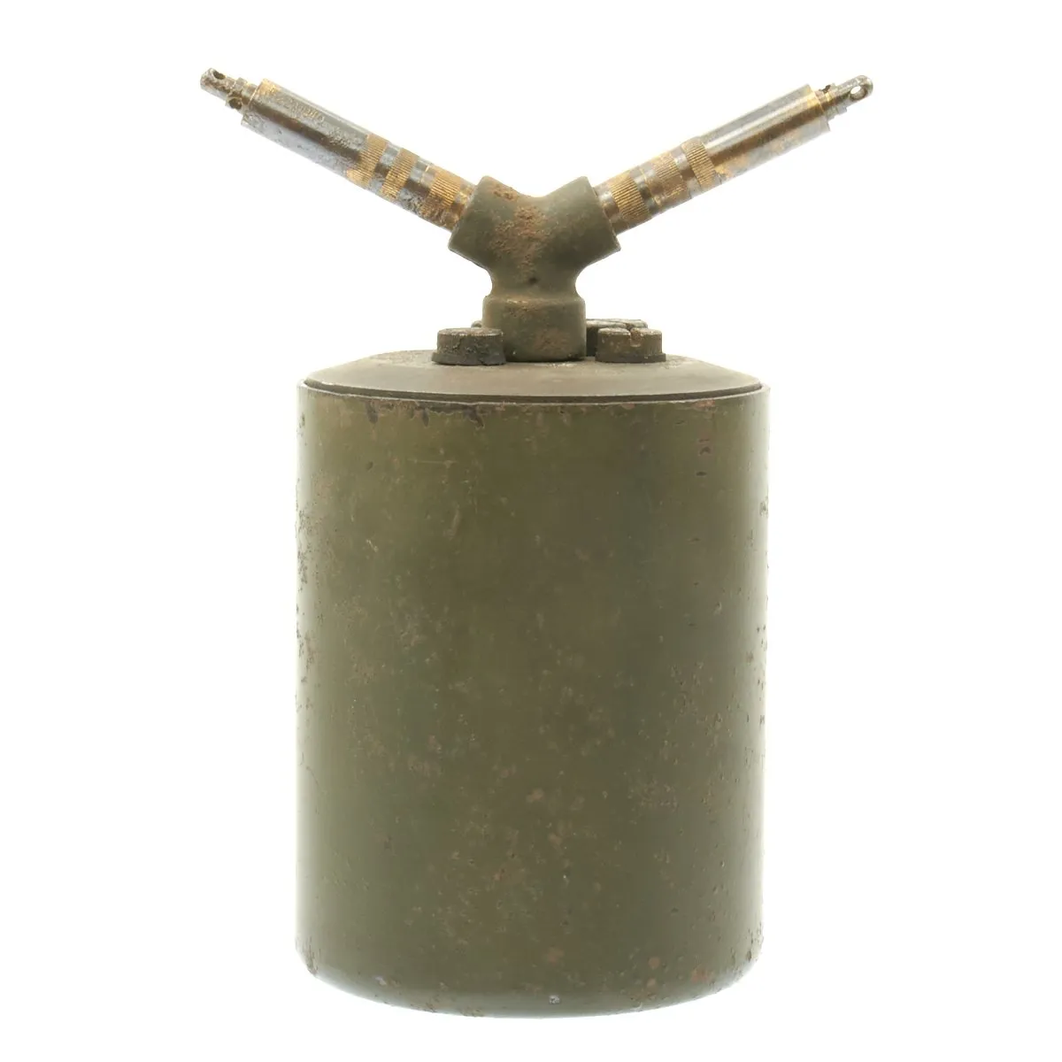 Original WWII German 1940-dated Bouncing Betty S-Mine by Richard Rinker with Shrapnel and Mock Explosive