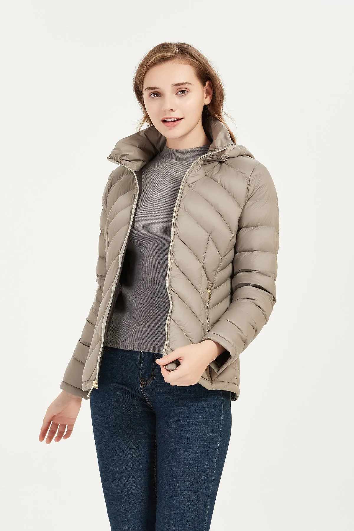 Packable Lightweight Winter Puffer Jacket with hood