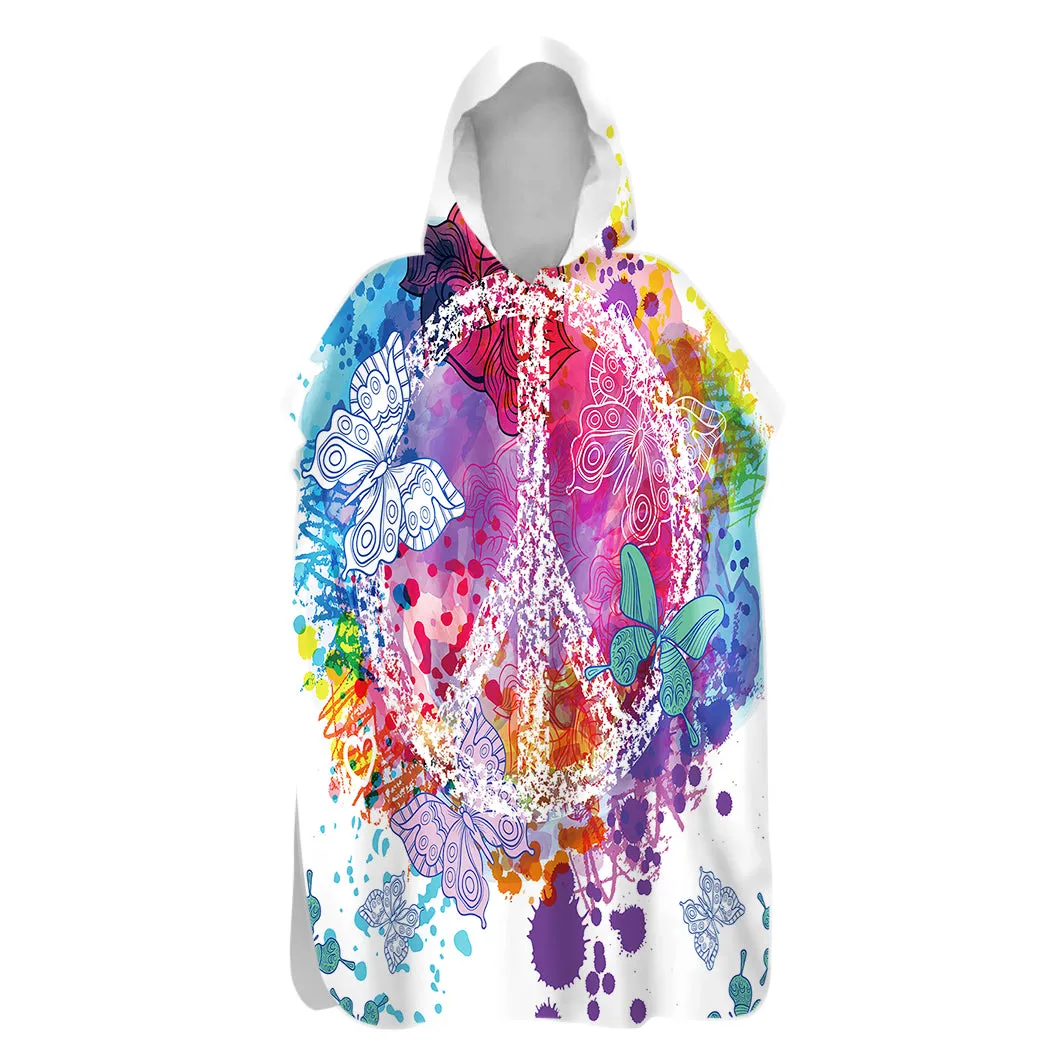 Peace on the Beach Hooded Beach Poncho