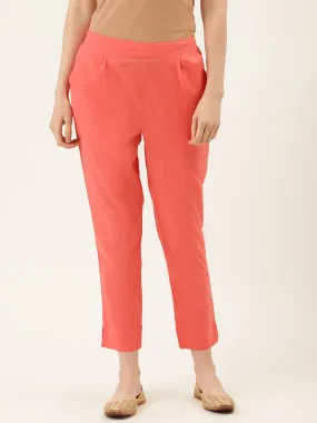 Peach Ethnic Wear Cotton Pants