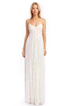 Pleated Mesh Lace and Georgette Sleeveless Gown