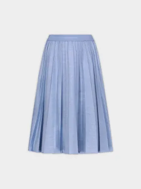 PLEATED SKIRT 26"-DENIM LT BLUE