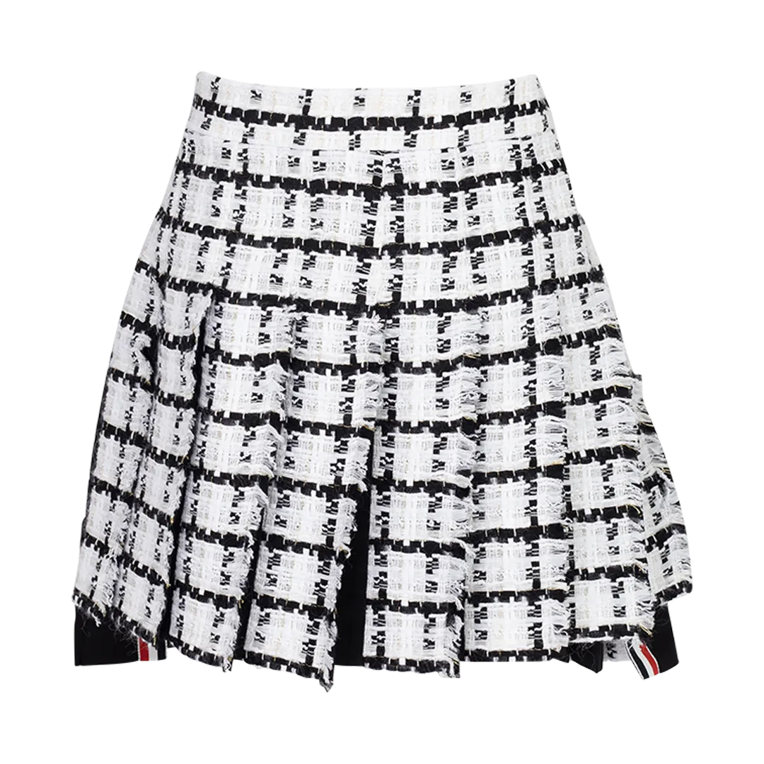 Pleated Tweed Miniskirt