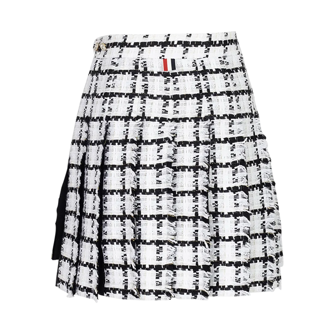 Pleated Tweed Miniskirt