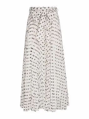 Polka-dot chiffon midi skirt