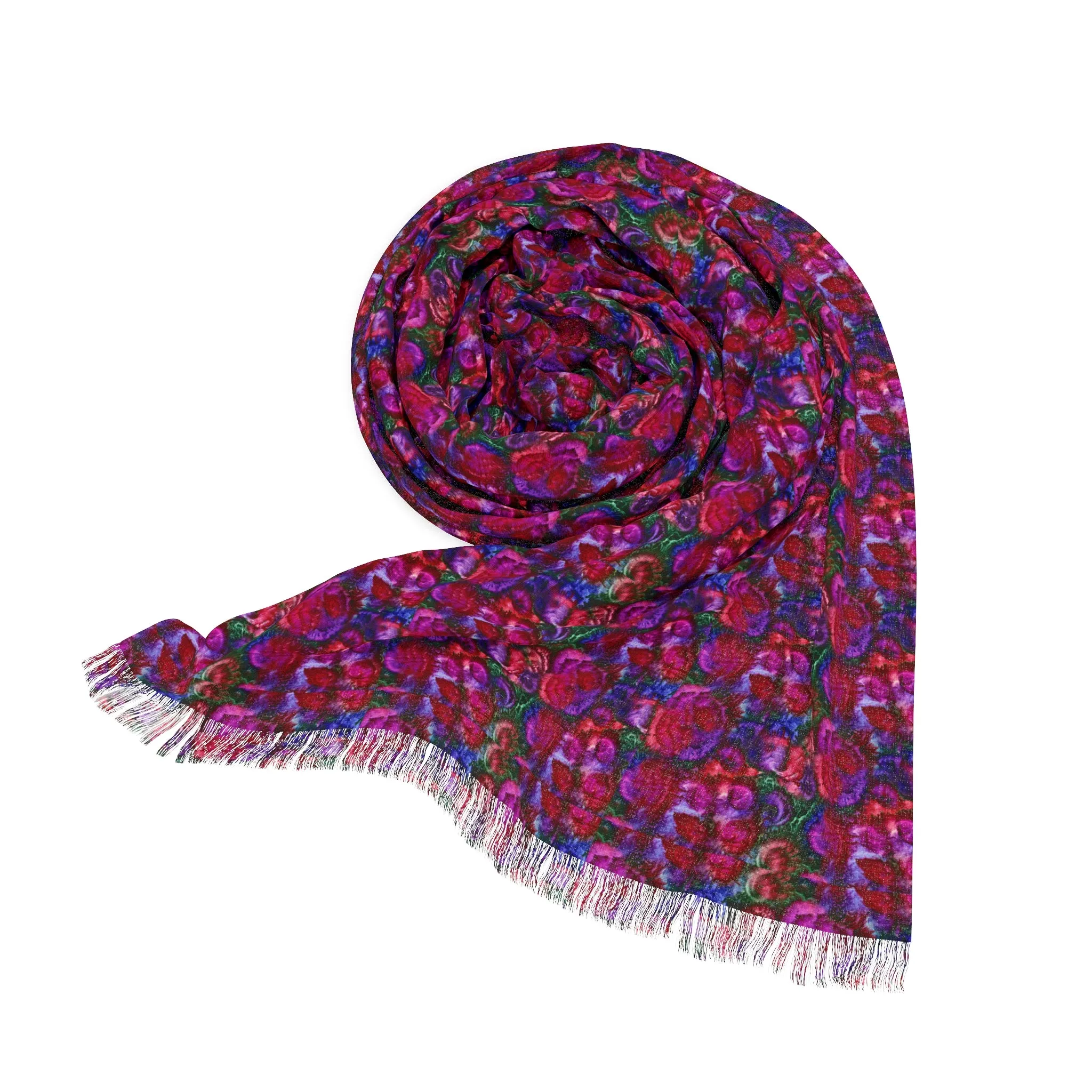 Purple Roses Light Fringe Scarf