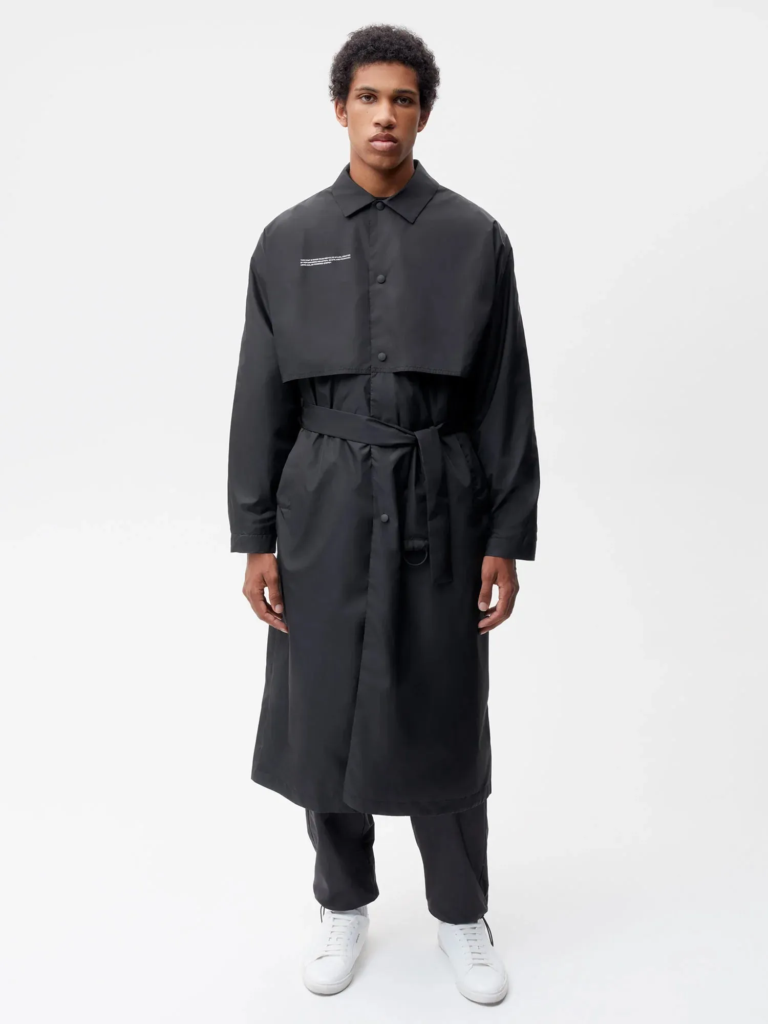 Recycled Nylon Trench Coat—black