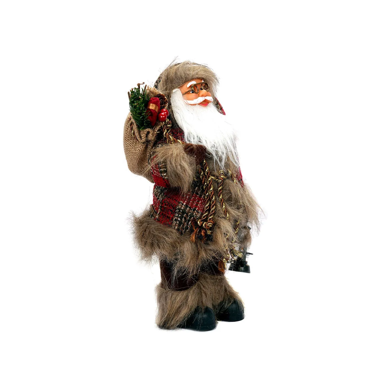 Red and Beige Santa with a Lamp - 30cm