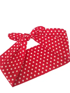 RED POLKA DOT WIRED ROCKABILLY HAIR TIE