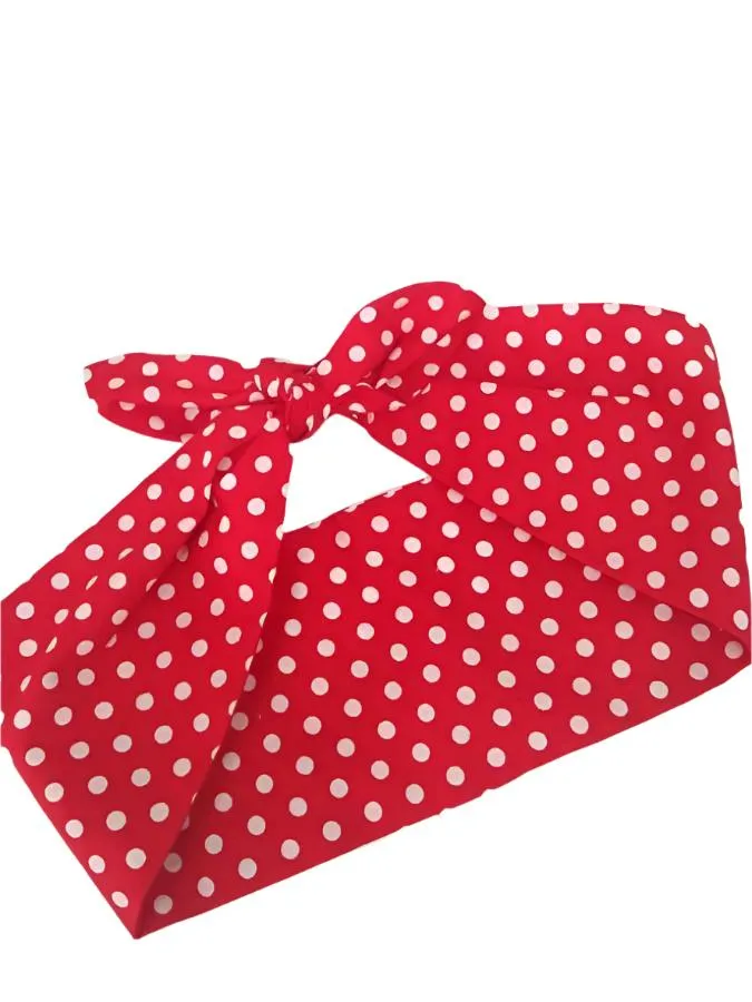 RED POLKA DOT WIRED ROCKABILLY HAIR TIE