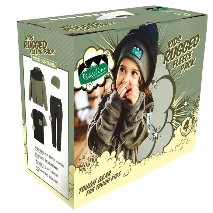 Ridgeline Kids Rugged Fleece 4 Piece Clothing Pack - Olive/Black