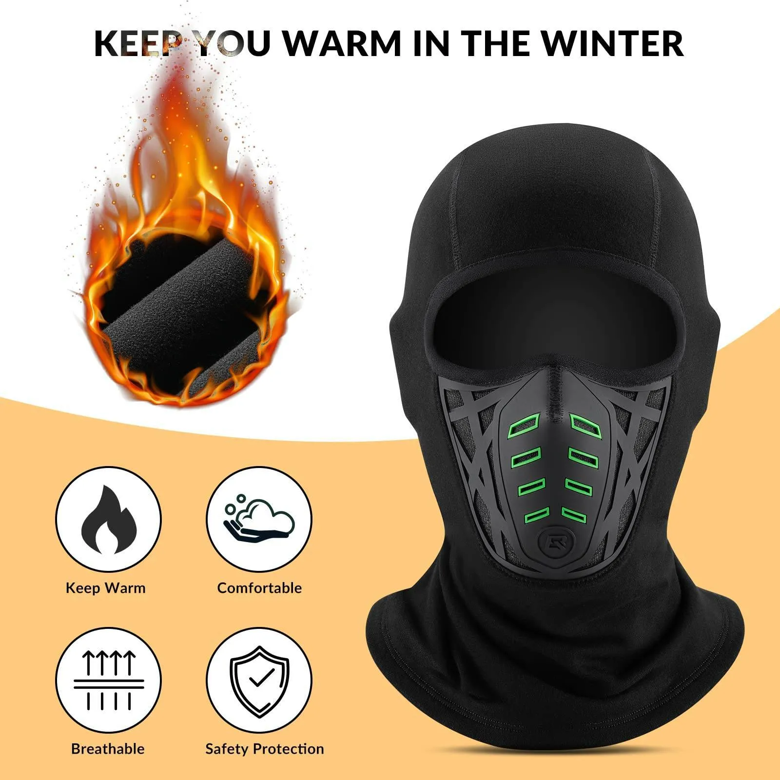 ROCKBROS Motorrad Sturmhaube Winter Winddicht Balaclava für Outdoorsports