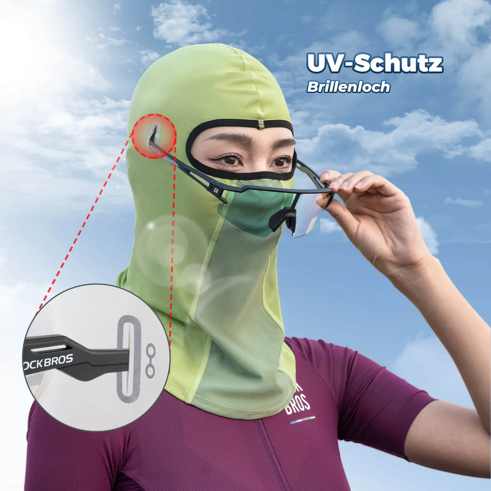 ROCKBROS Sommer Sturmhaube UPF40  Balaclava Gesichtsmaske Schnelltrocknend