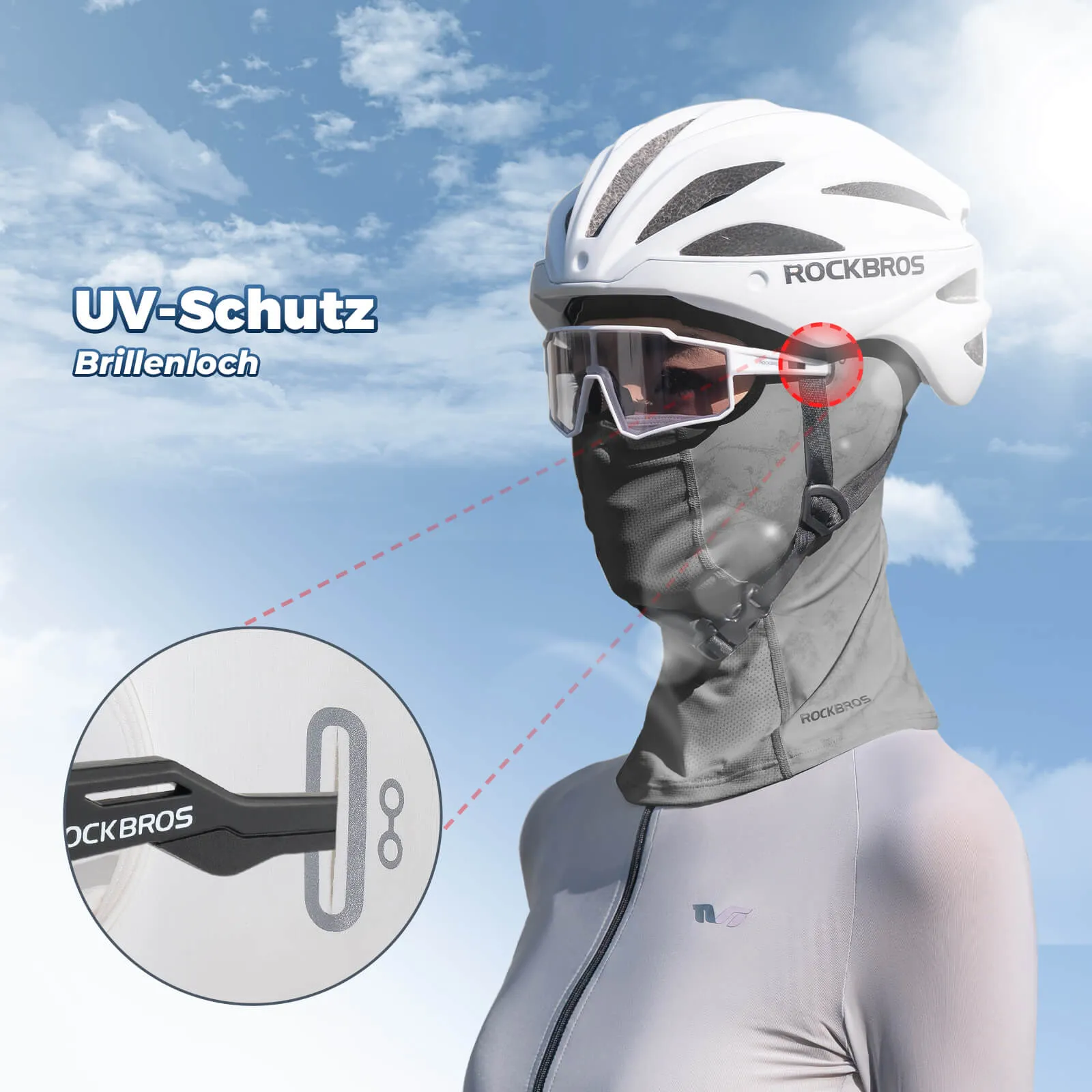 ROCKBROS Sommer Sturmhaube UPF40  Balaclava Gesichtsmaske Schnelltrocknend