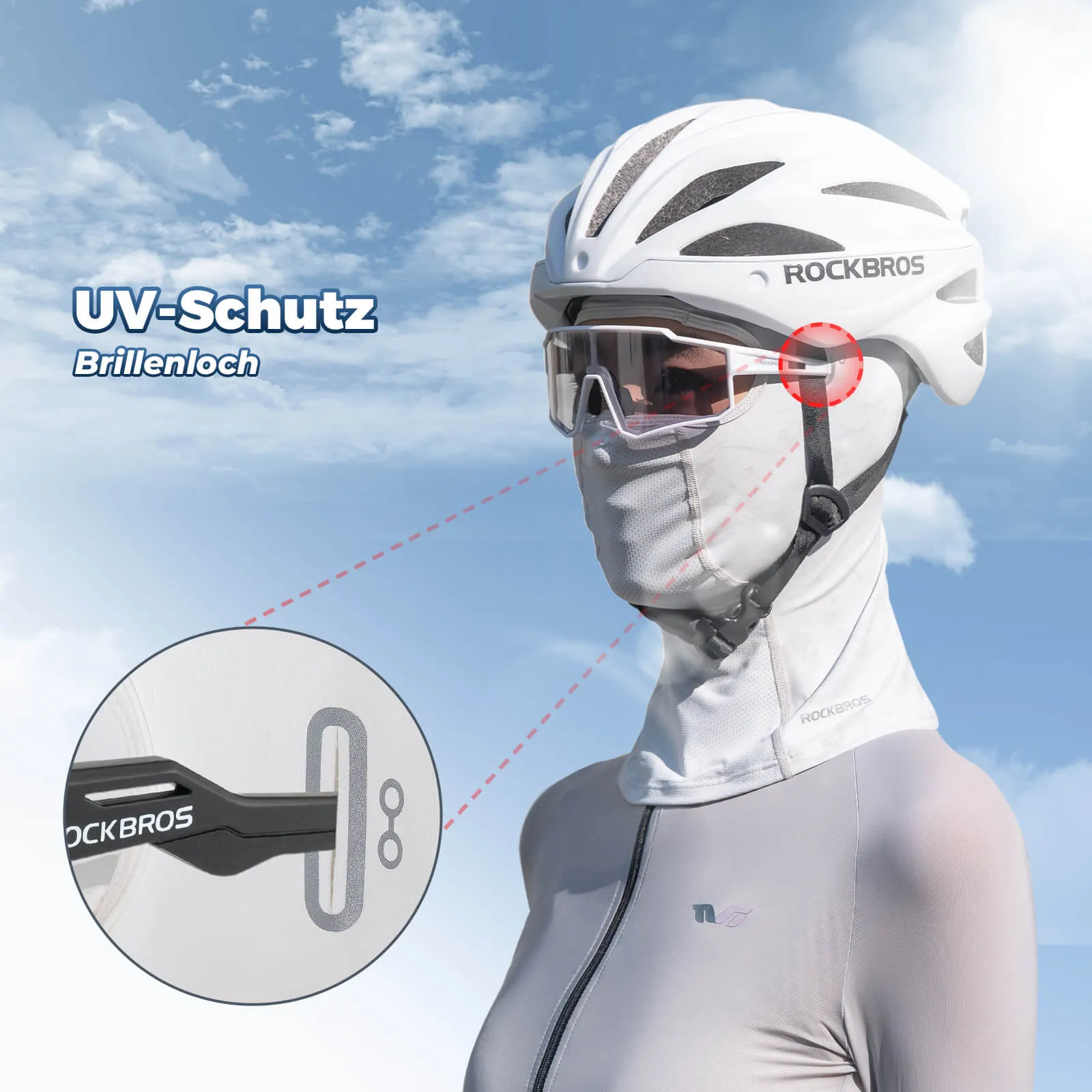 ROCKBROS Sommer Sturmhaube UPF40  Balaclava Gesichtsmaske Schnelltrocknend