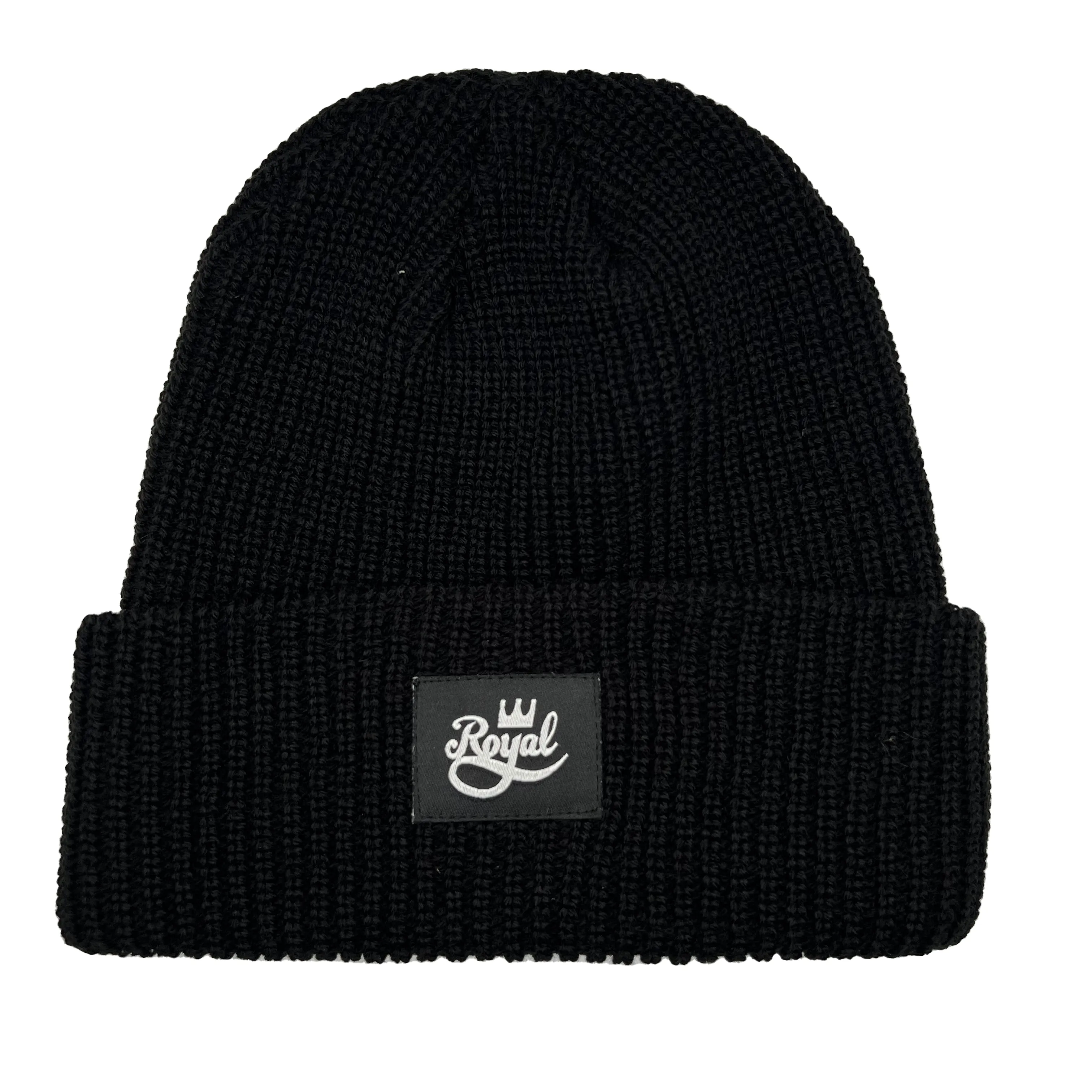 Royal Script Patch Beanie Black