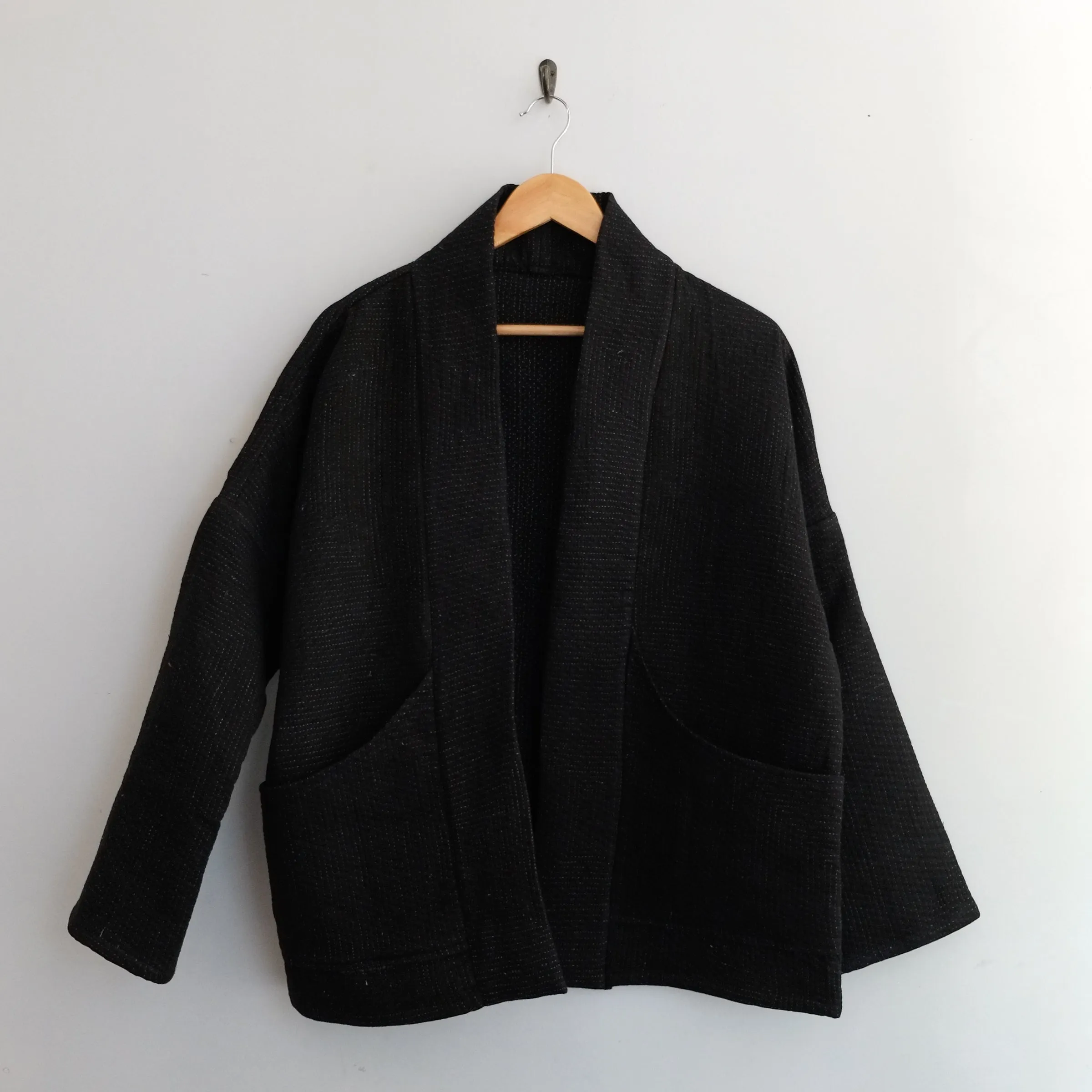 S Black with White Stitching Anoushka Jacket LM156