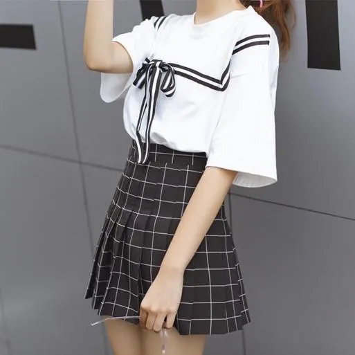 Sale Grid School Short Pleated Skirt