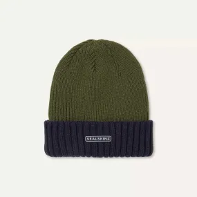 Sealskinz Bacton Waterproof Beanie Hat Olive & Blue