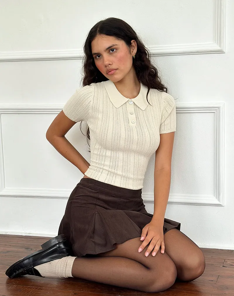 Sejuani Cord Mini Skirt in Bitter Chocolate Brown