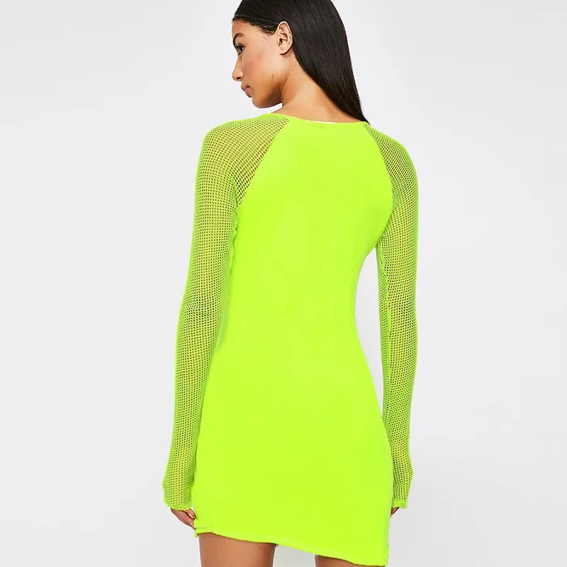 Sexy V-neck Split Dress Neon Sexy Club