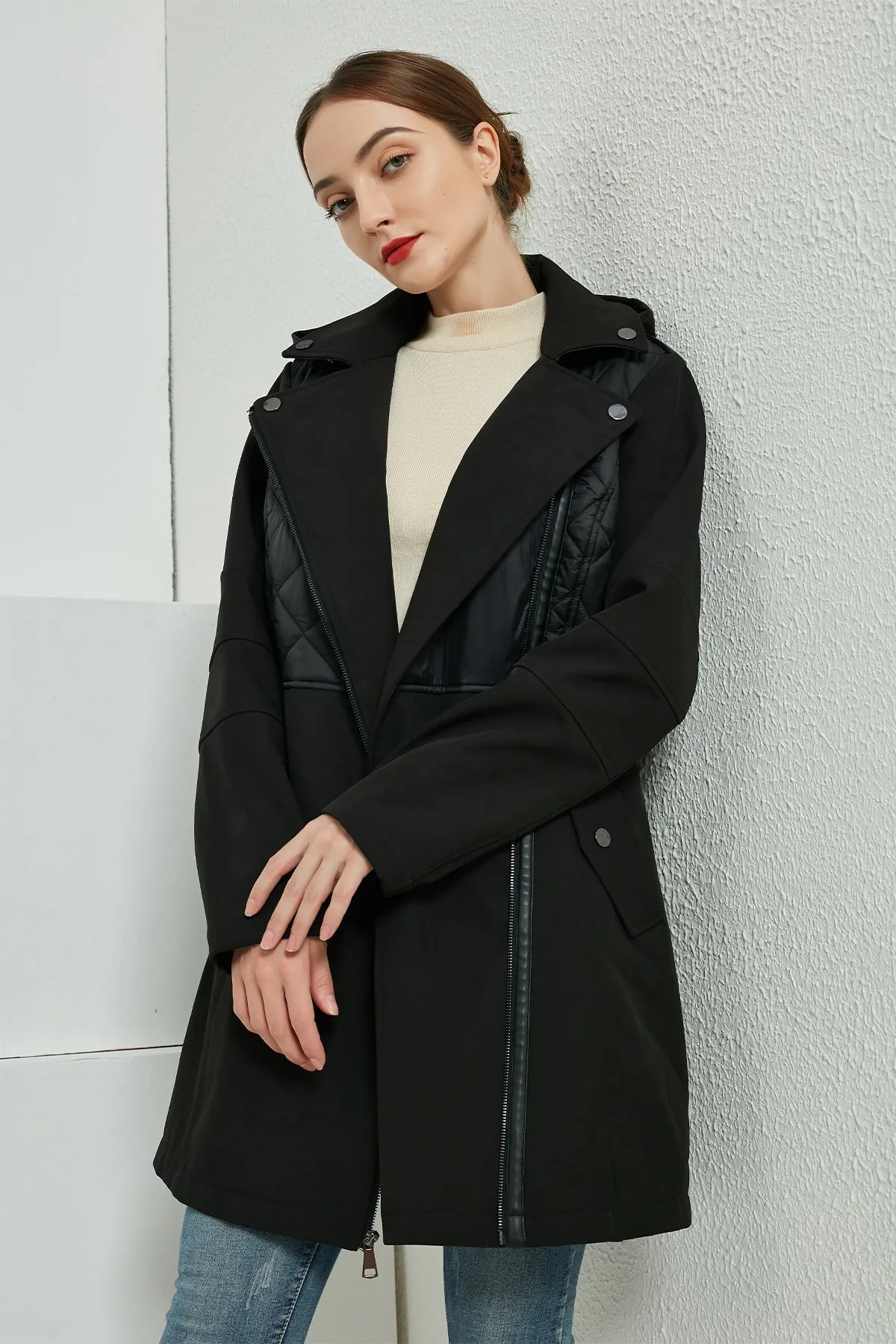 Softshell Asymmetrical zip up Trench Coat & Jacket