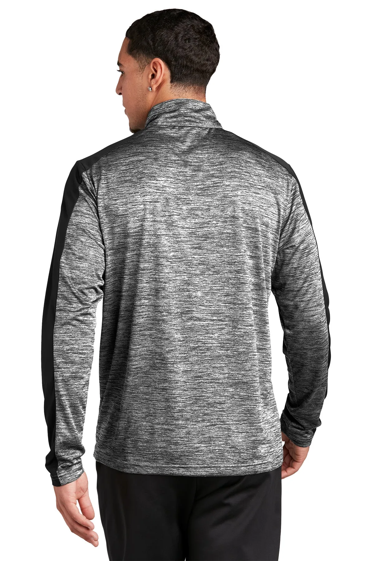 Sport-Tek PosiCharge Electric Heather Colorblock Branded 1/4-Zip Pullovers, Black Electric/ Black