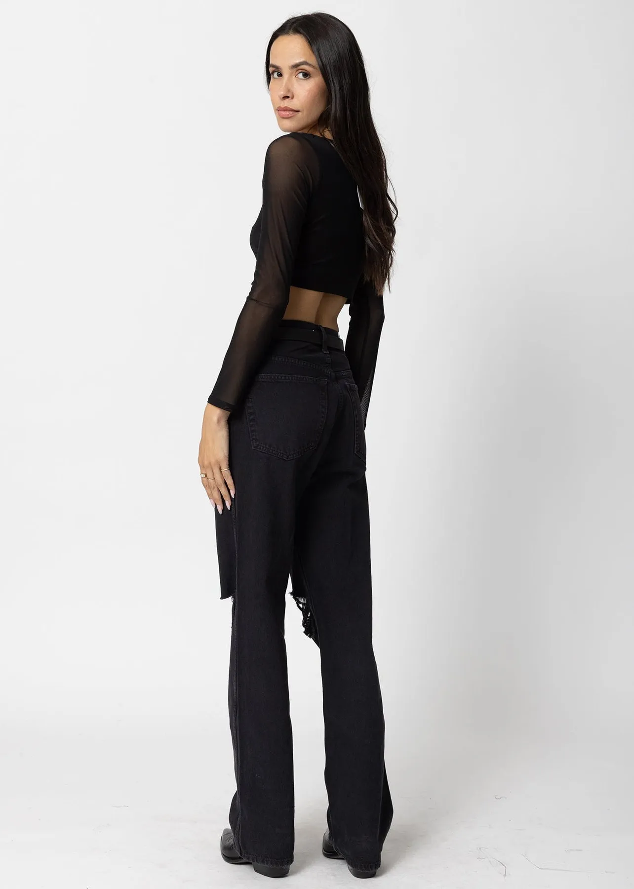 Stillwater Mesh Ventanas Top in Black