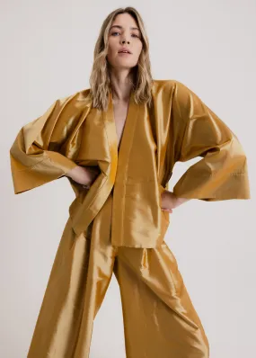 Taffeta Kimono Set in Gold