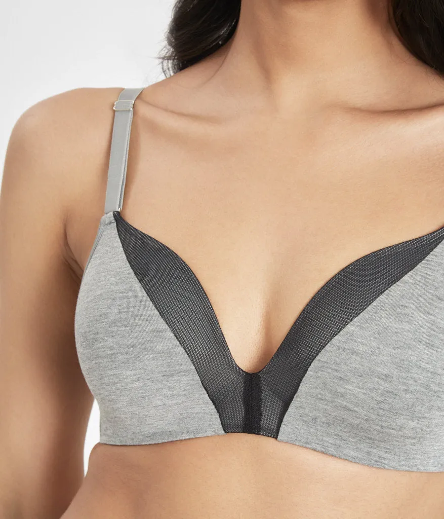 The All-Day Deep V No-Wire: Heather Gray