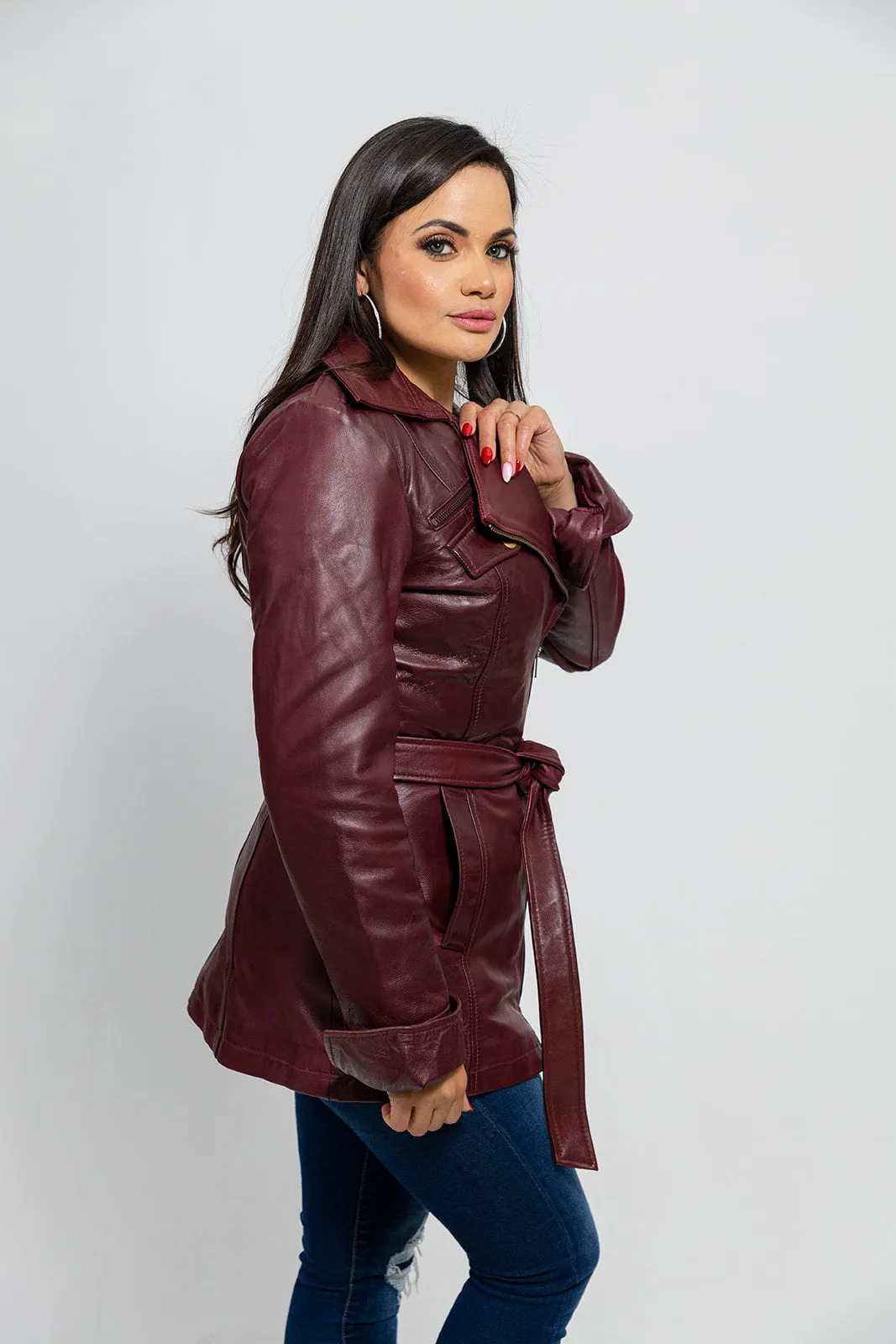 Traci Womens Leather Jacket Oxblood