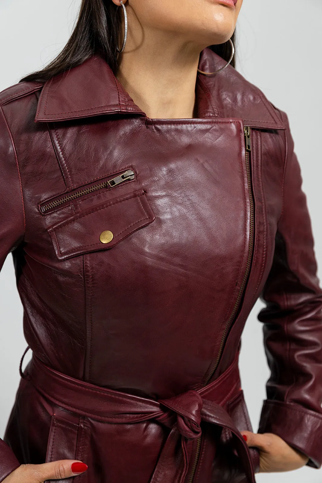 Traci Womens Leather Jacket Oxblood