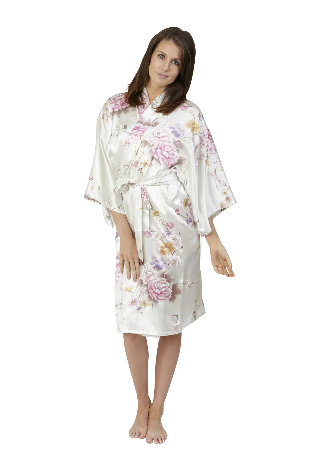 Tsuru Short Silk Happi Coat Kimono