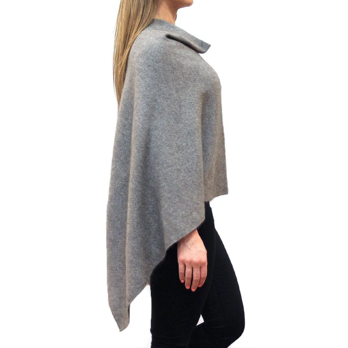 Two Way Possum Merino Poncho - Mist