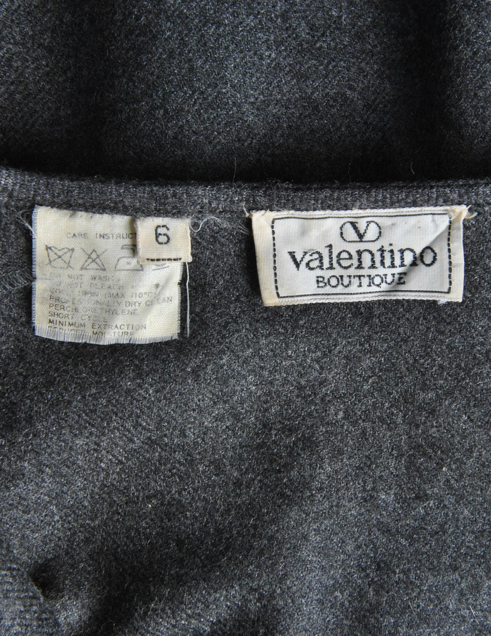 Valentino Vintage Charcoal Grey Wool Dress