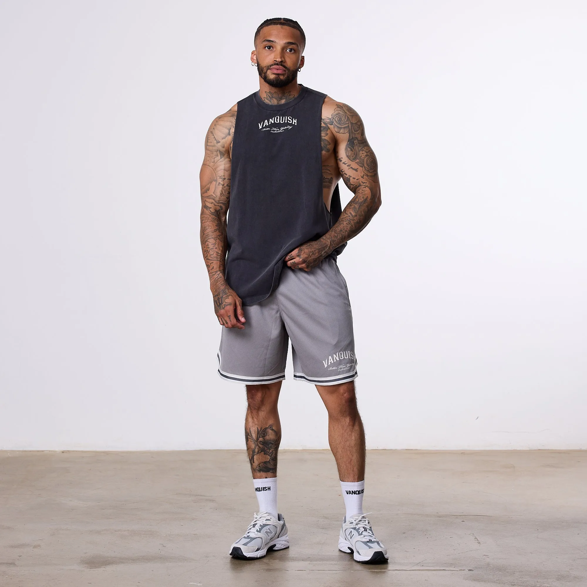 Vanquish Better Than Yesterday Grey Mesh Shorts