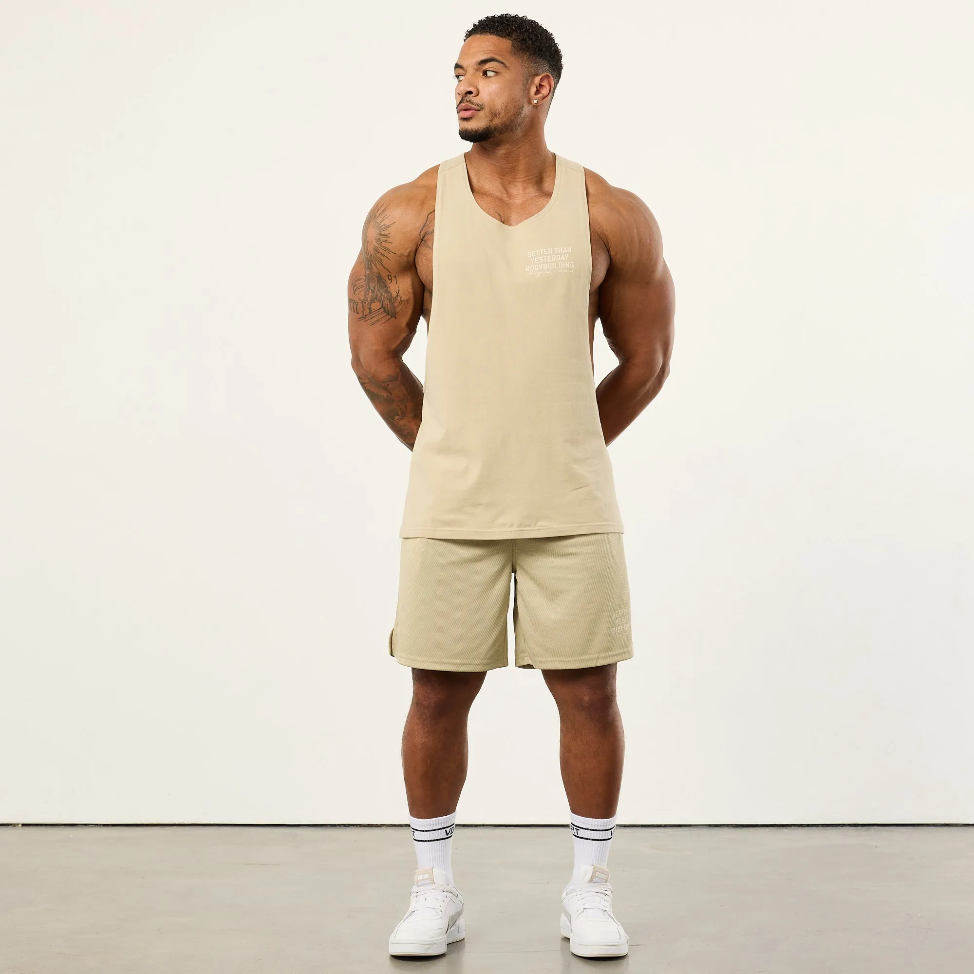 Vanquish Bodybuilding Vintage Khaki Mesh Shorts