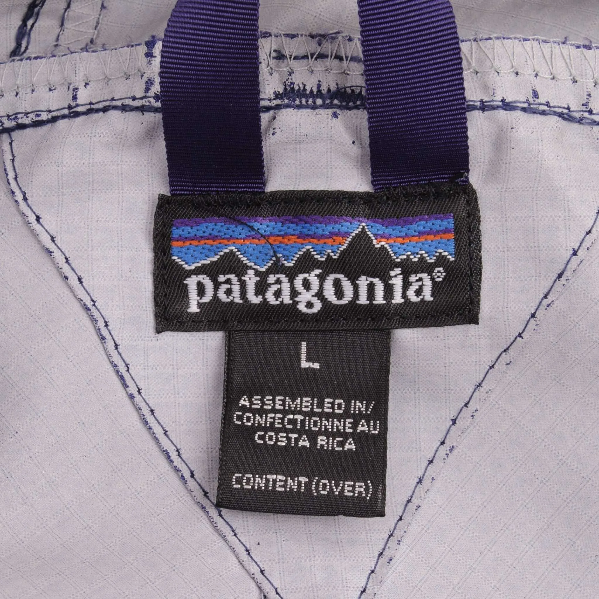 VINTAGE PATAGONIA PURPLE WINDBREAKER JACKET SNAP T WITH HOOD SIZE LARGE 1990S