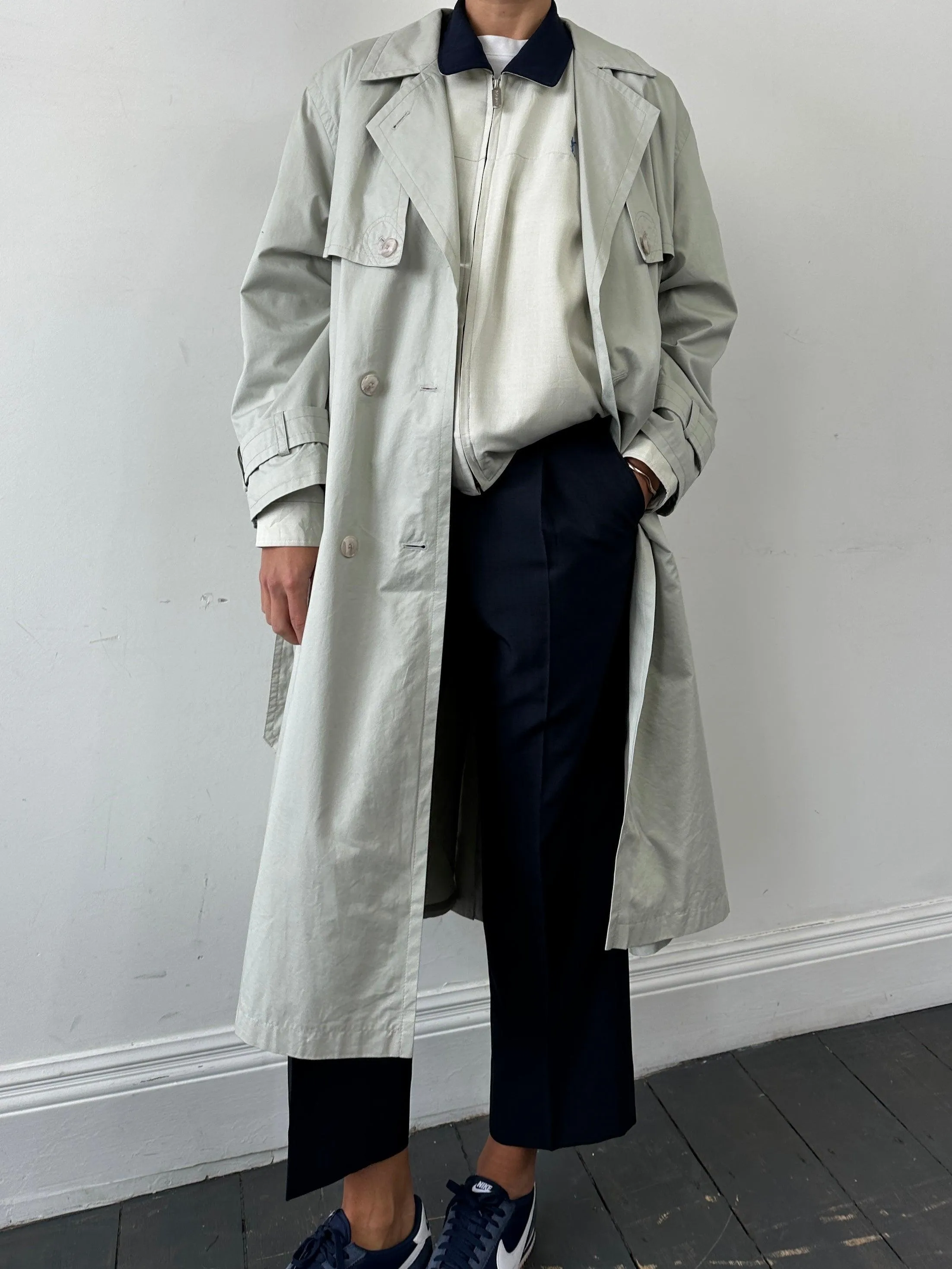 Vintage Showerproof Belted Trench Coat - L