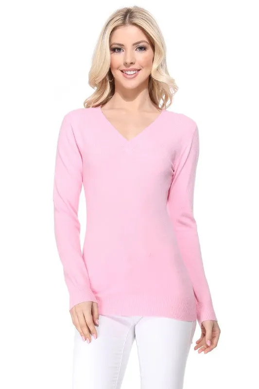 Women's Long Sleeve V-Neck Pulll Over Sweater Top