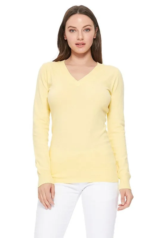 Women's Long Sleeve V-Neck Pulll Over Sweater Top