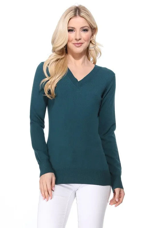 Women's Long Sleeve V-Neck Pulll Over Sweater Top