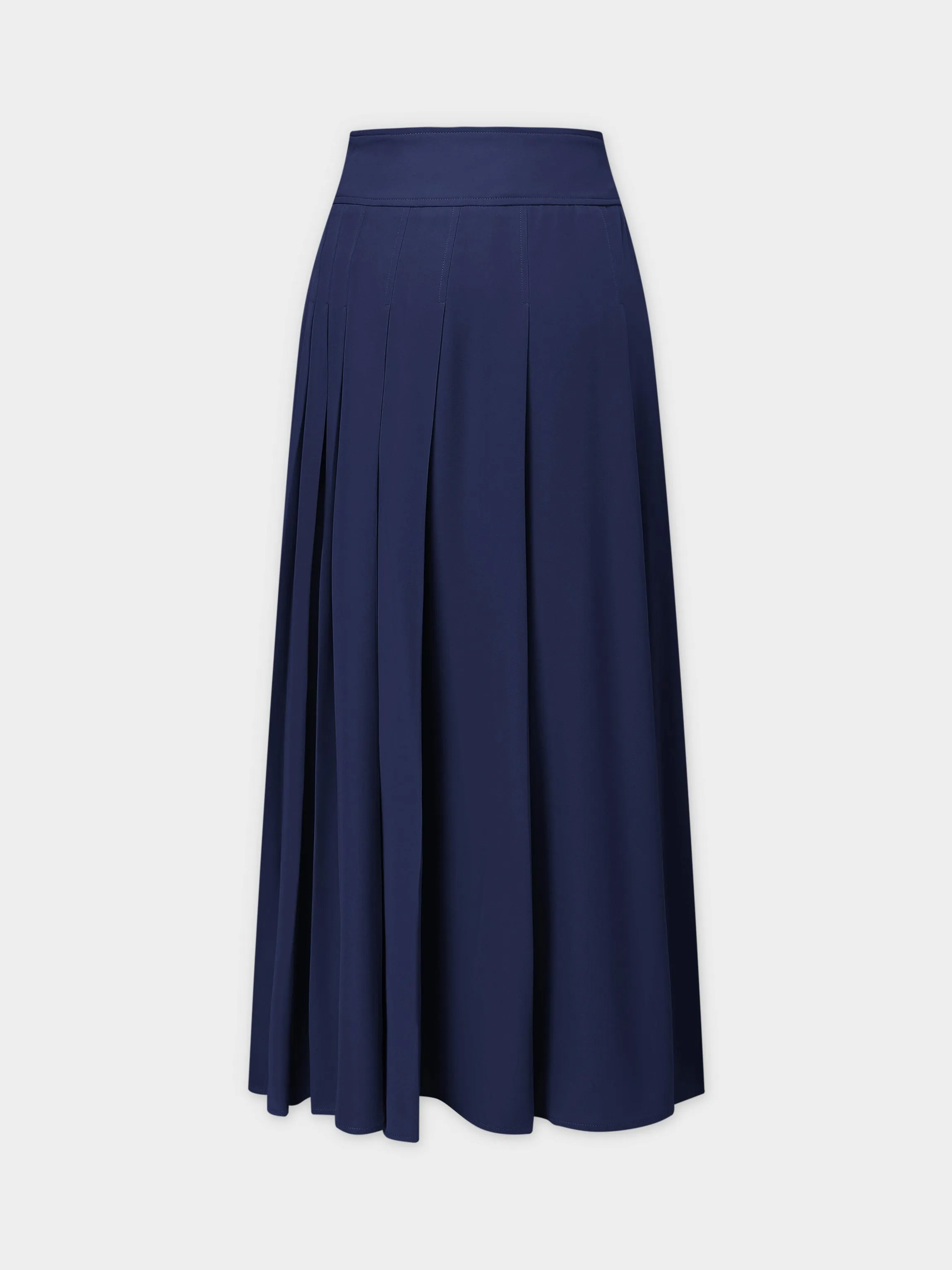 Yolk Pleated Skirt 37"-Navy