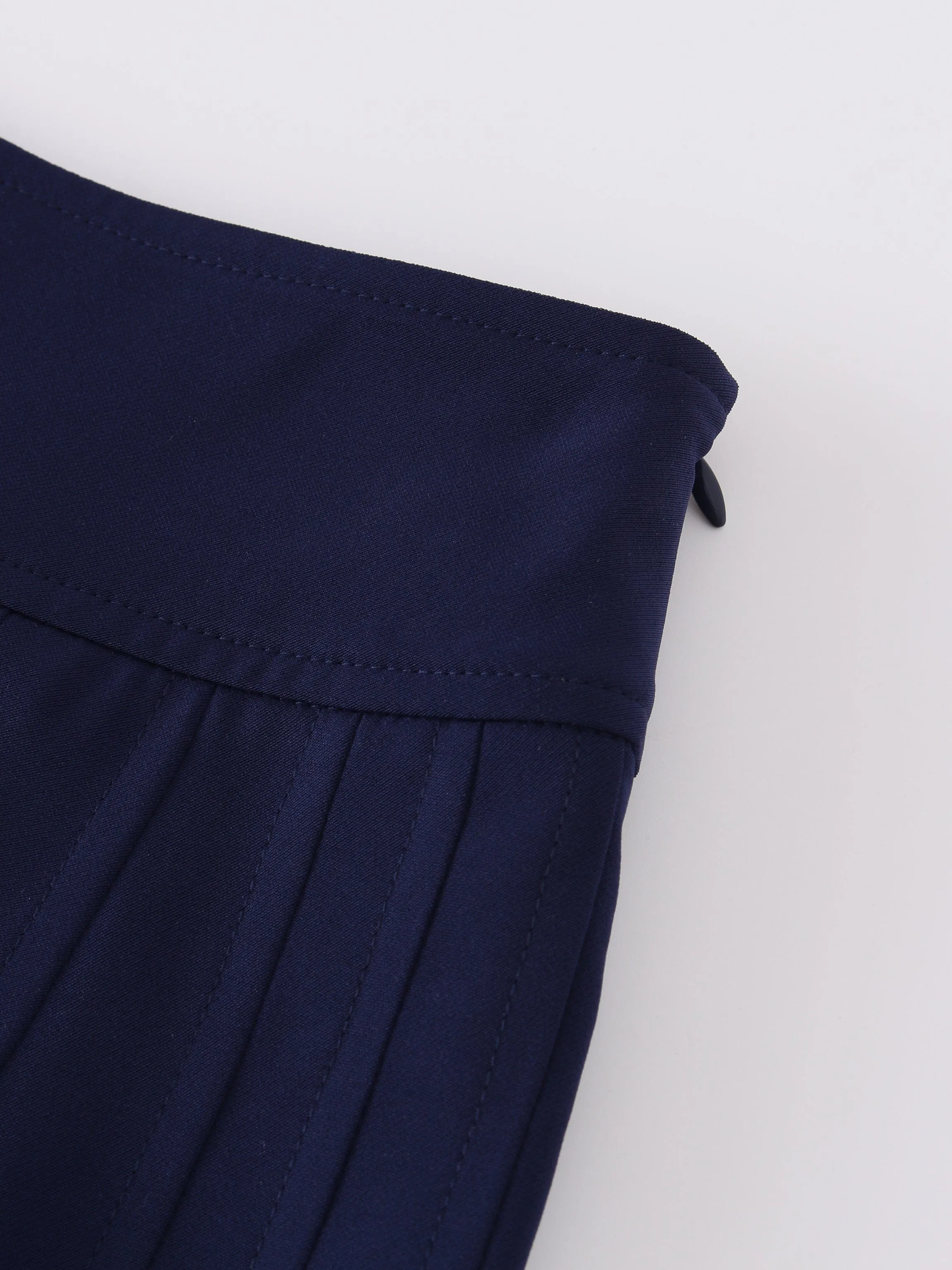 Yolk Pleated Skirt 37"-Navy